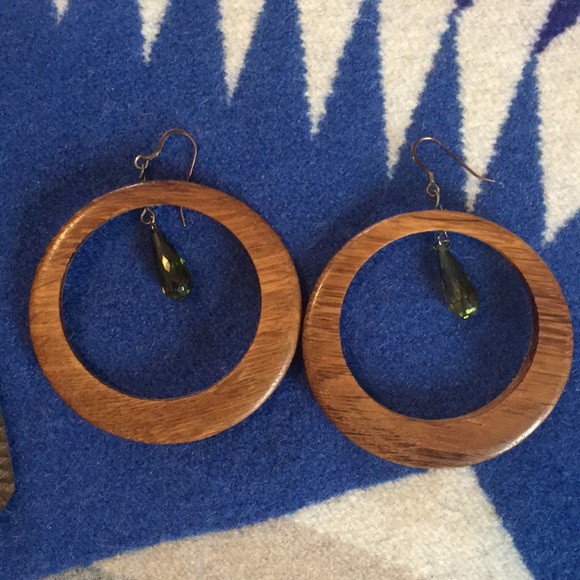Earring Bundle- Leather Wood Hoops Sea Glass Pearl - Picture 2 of 4
